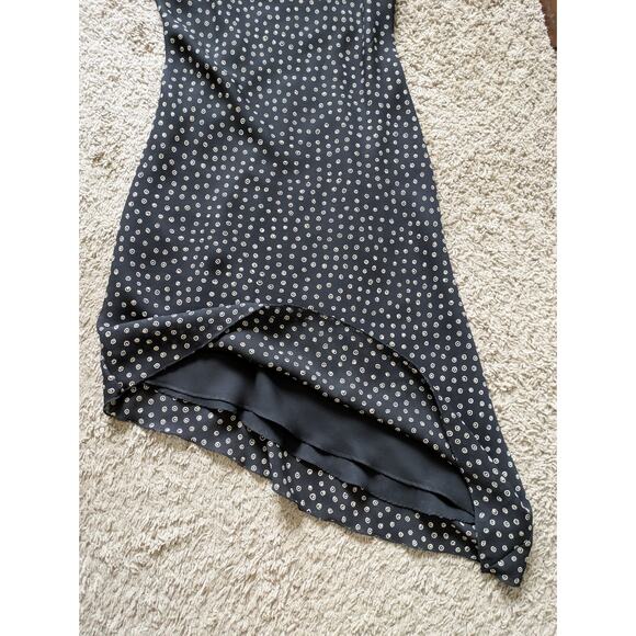 Y2K Kathie Lee Slip Dress 8 Black Polka Dot Asymmetric Hem Whimsigoth Cowl Neck - Picture 5 of 8